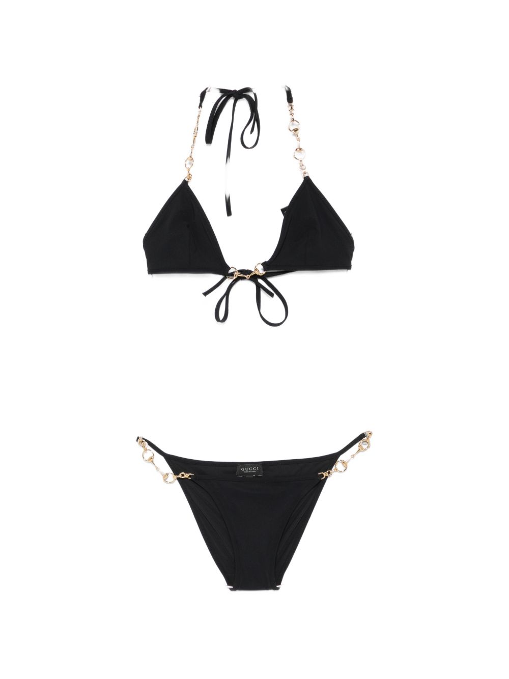 Gucci Women Hobrsebit Detail Triangle Bikini Set