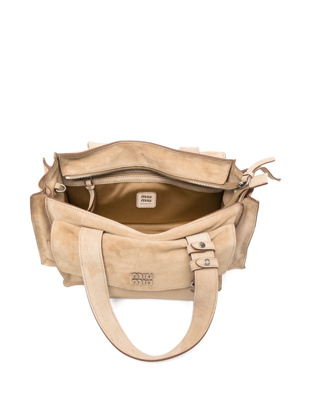 Miu Miu Women Utilitaire Suede Leather Tote Bag