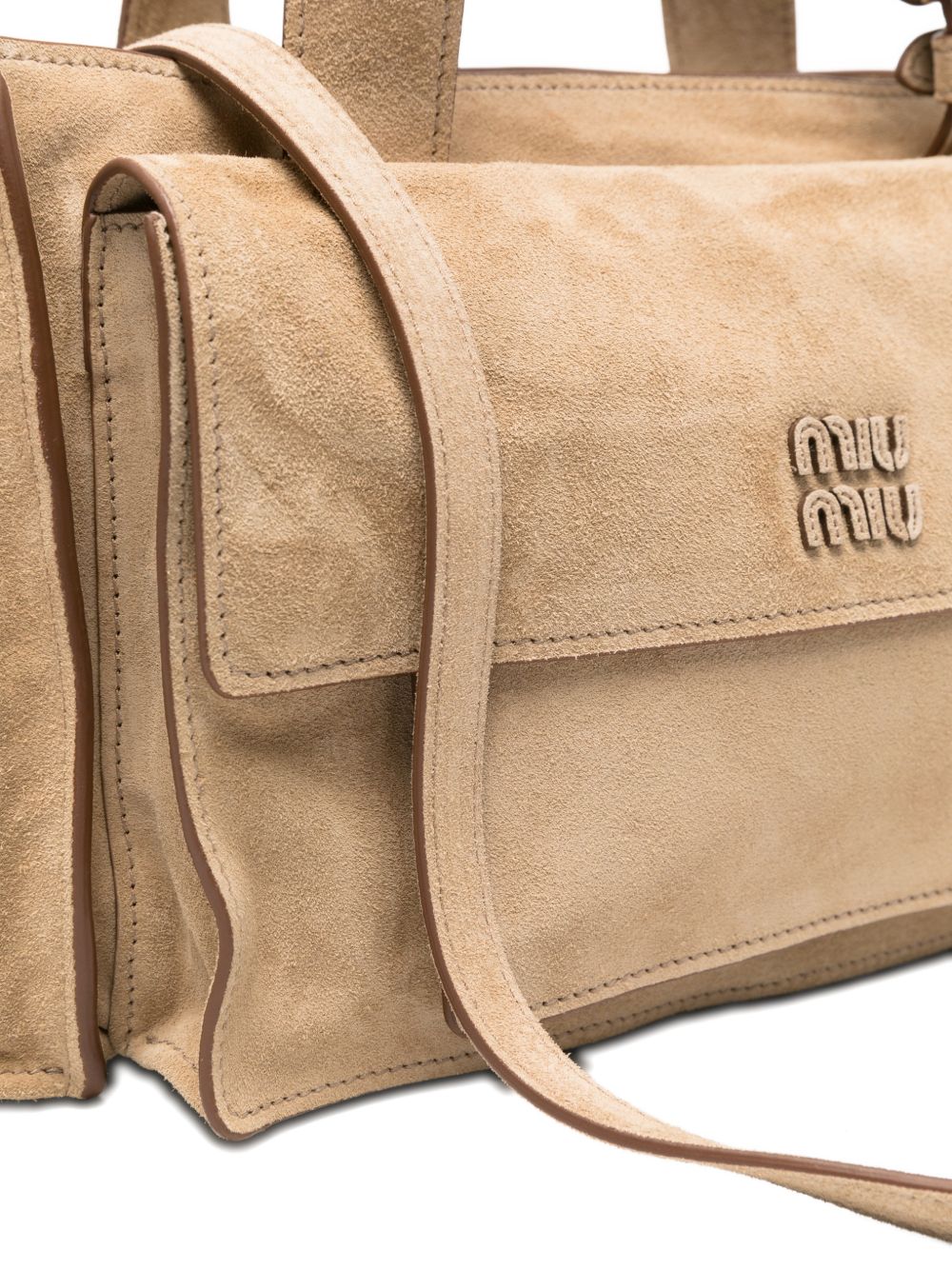Miu Miu Women Utilitaire Suede Leather Tote Bag