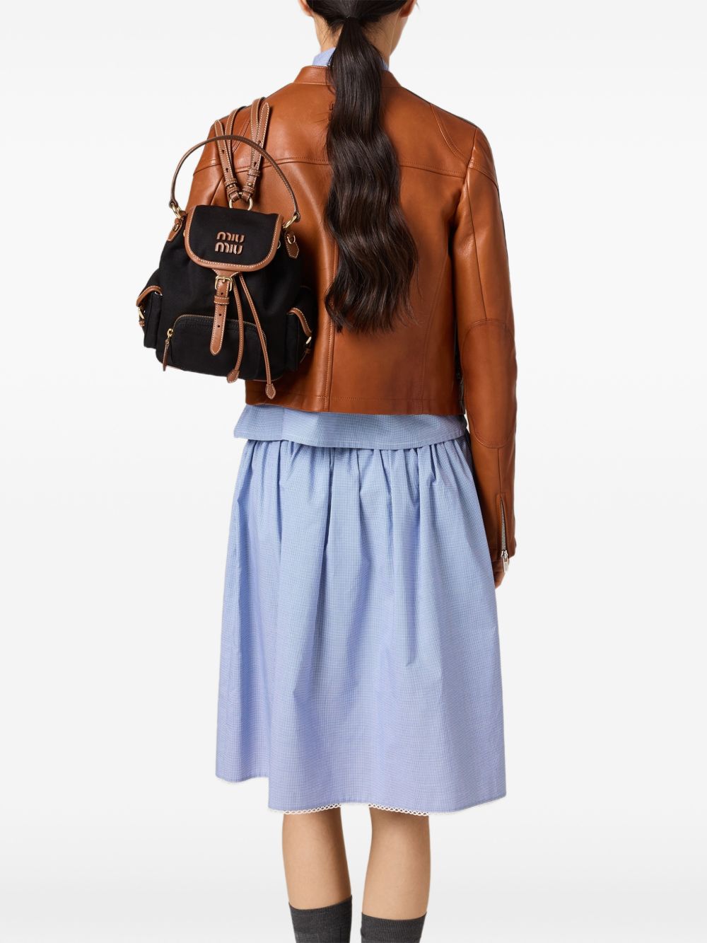 Miu Miu Women Canvas And Leather Medium Backpack