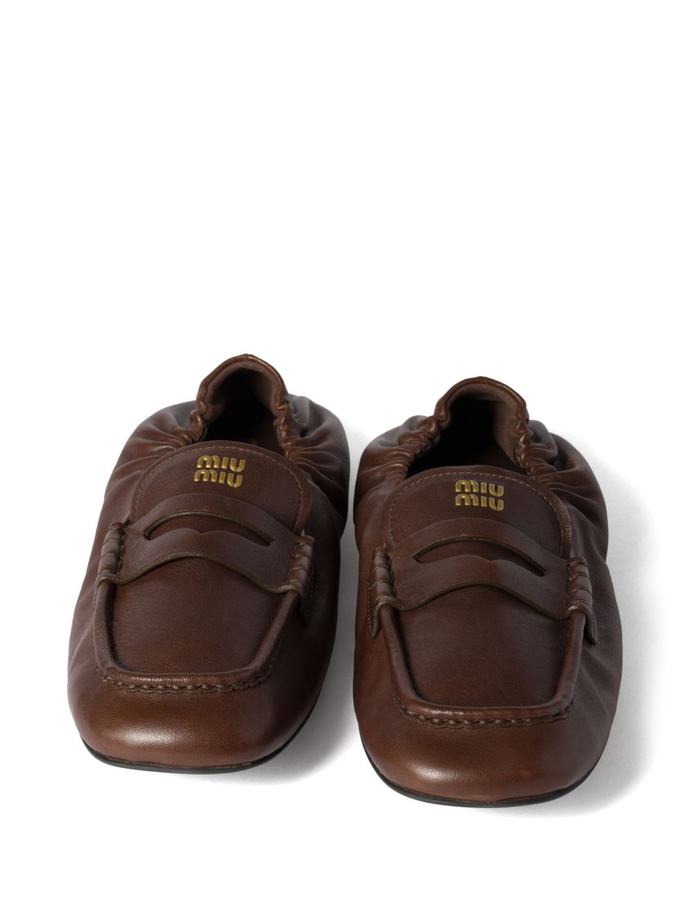 Miu Miu Women Ruches Leather Loafers