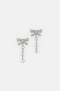 Self-Portrait Women Crystal Bow Pearl Droplet Earrings