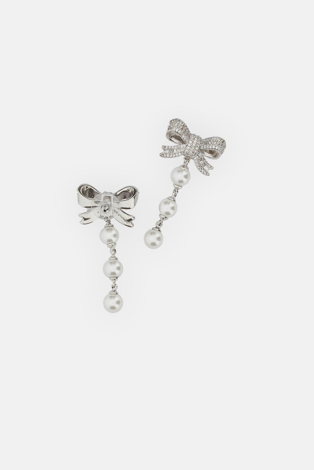 Self-Portrait Women Crystal Bow Pearl Droplet Earrings