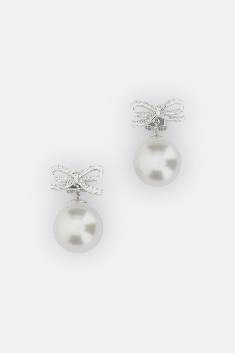 Self-Portrait Women Crystal Bow Pearl Back Earrings