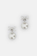 Self-Portrait Women Crystal Bow Pearl Back Earrings