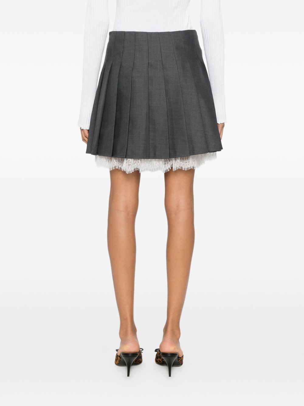 Self Portrait Women Wool Pleated Mini Skirt