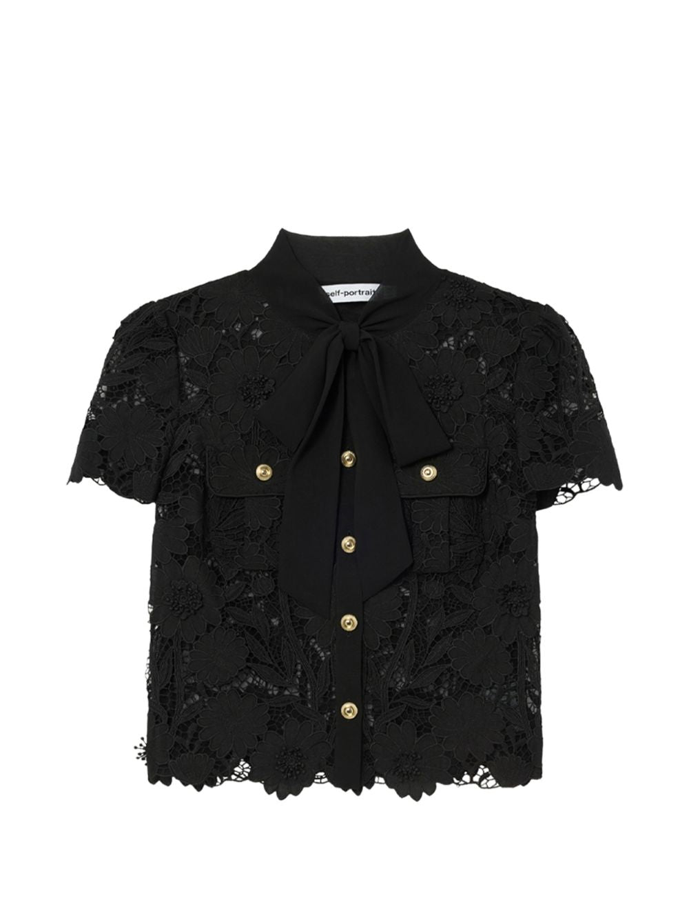 Self Portrait Women Tie Neck Lace Top