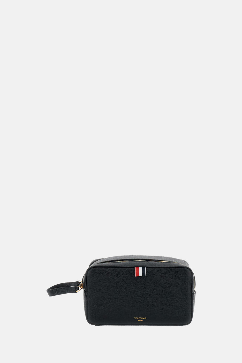 Thom Browne Men Wash Bag In Soft Pebble Grain Leather