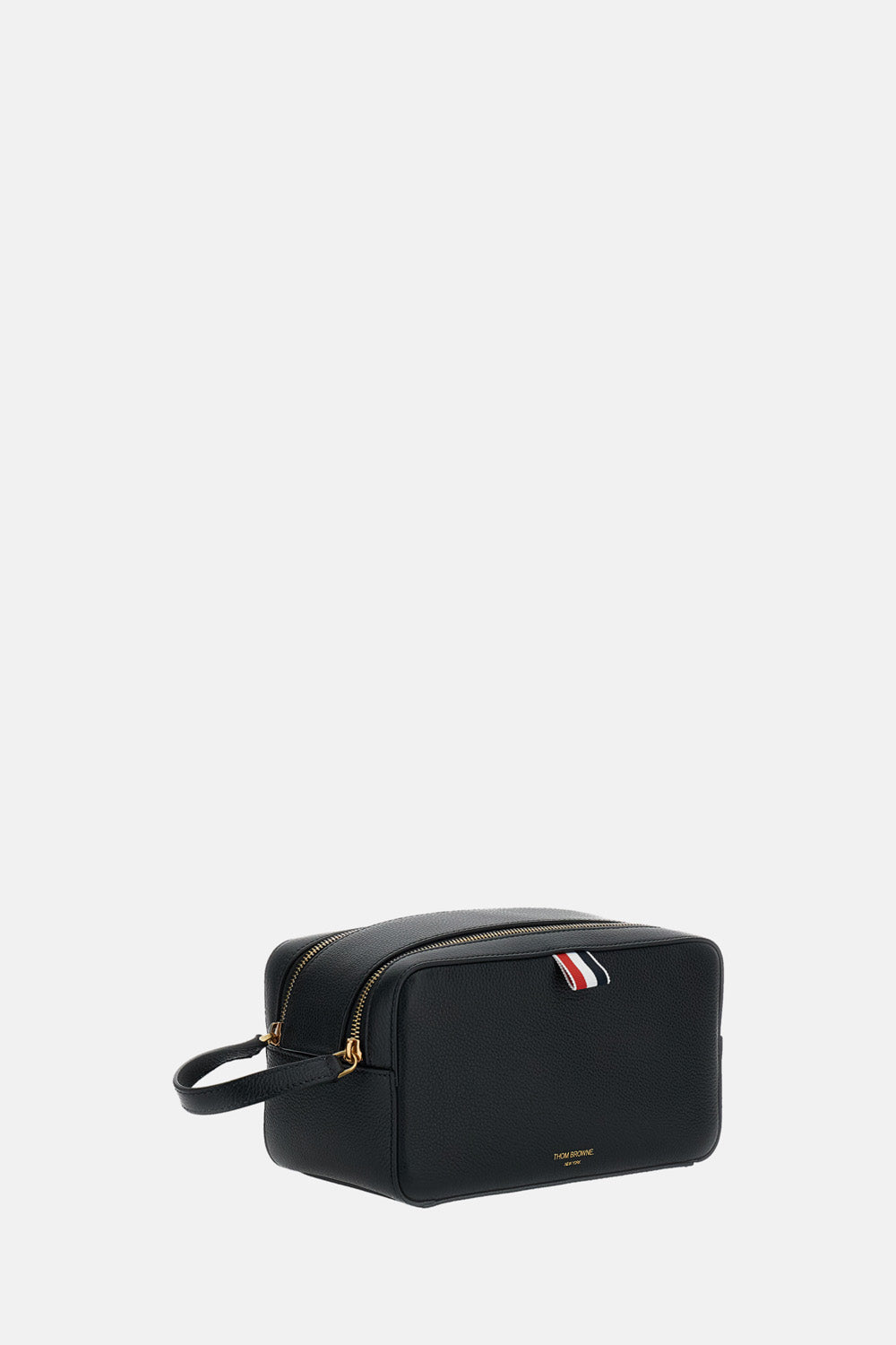 Thom Browne Men Wash Bag In Soft Pebble Grain Leather