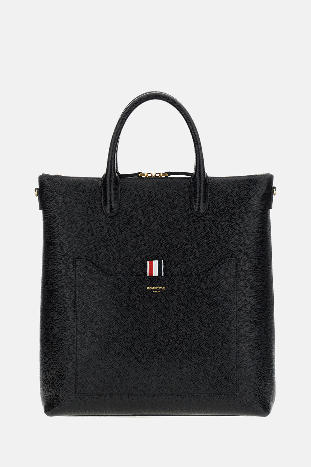 Thom Browne Men Zip Vertical Tote In Pebble Grain Leather