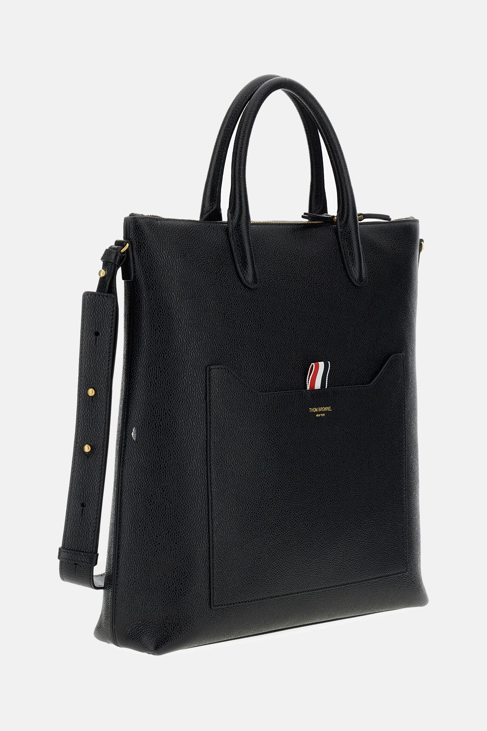 Thom Browne Men Zip Vertical Tote In Pebble Grain Leather