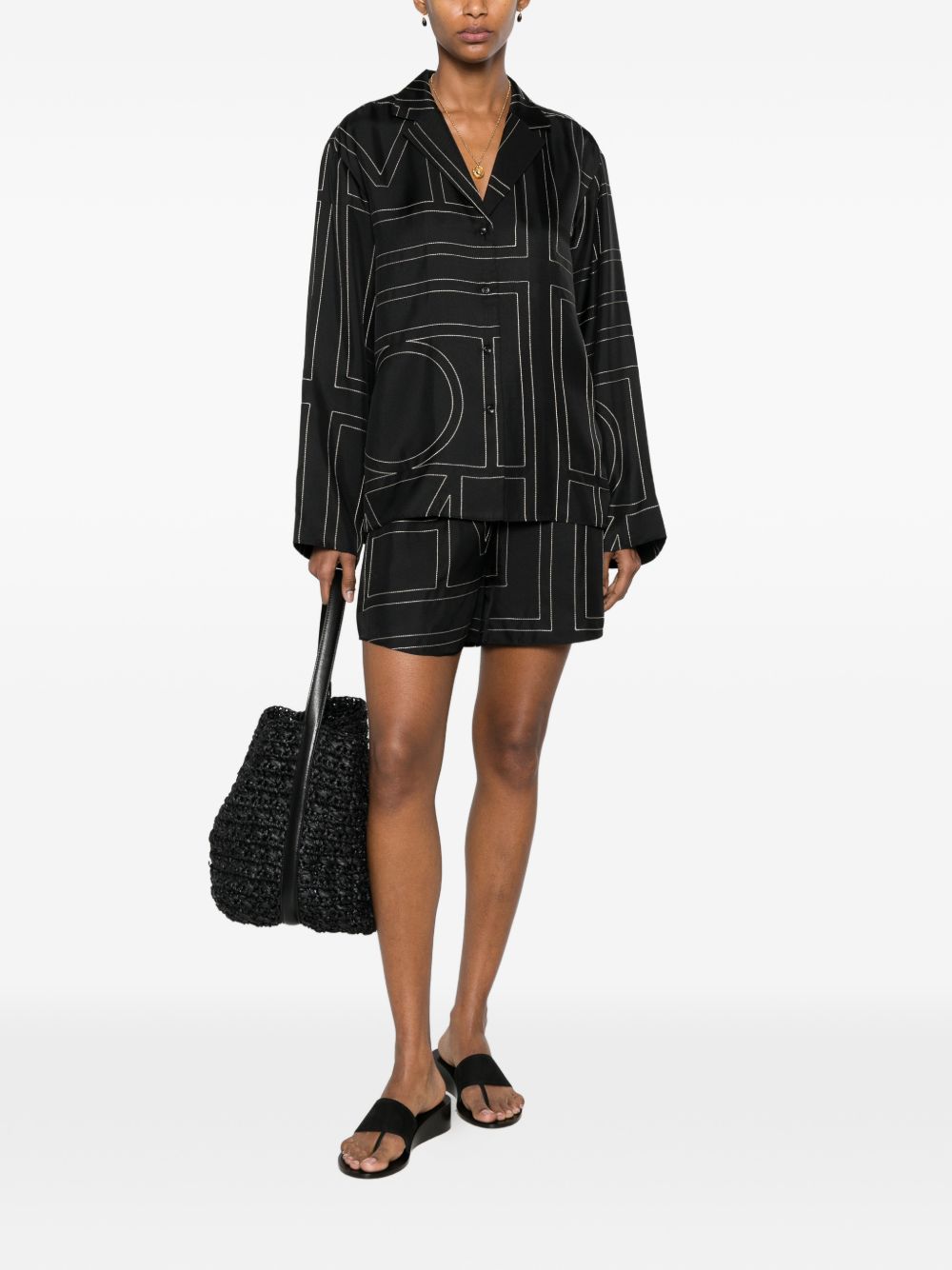 Toteme Women Monogram Silk Pajama Shorts