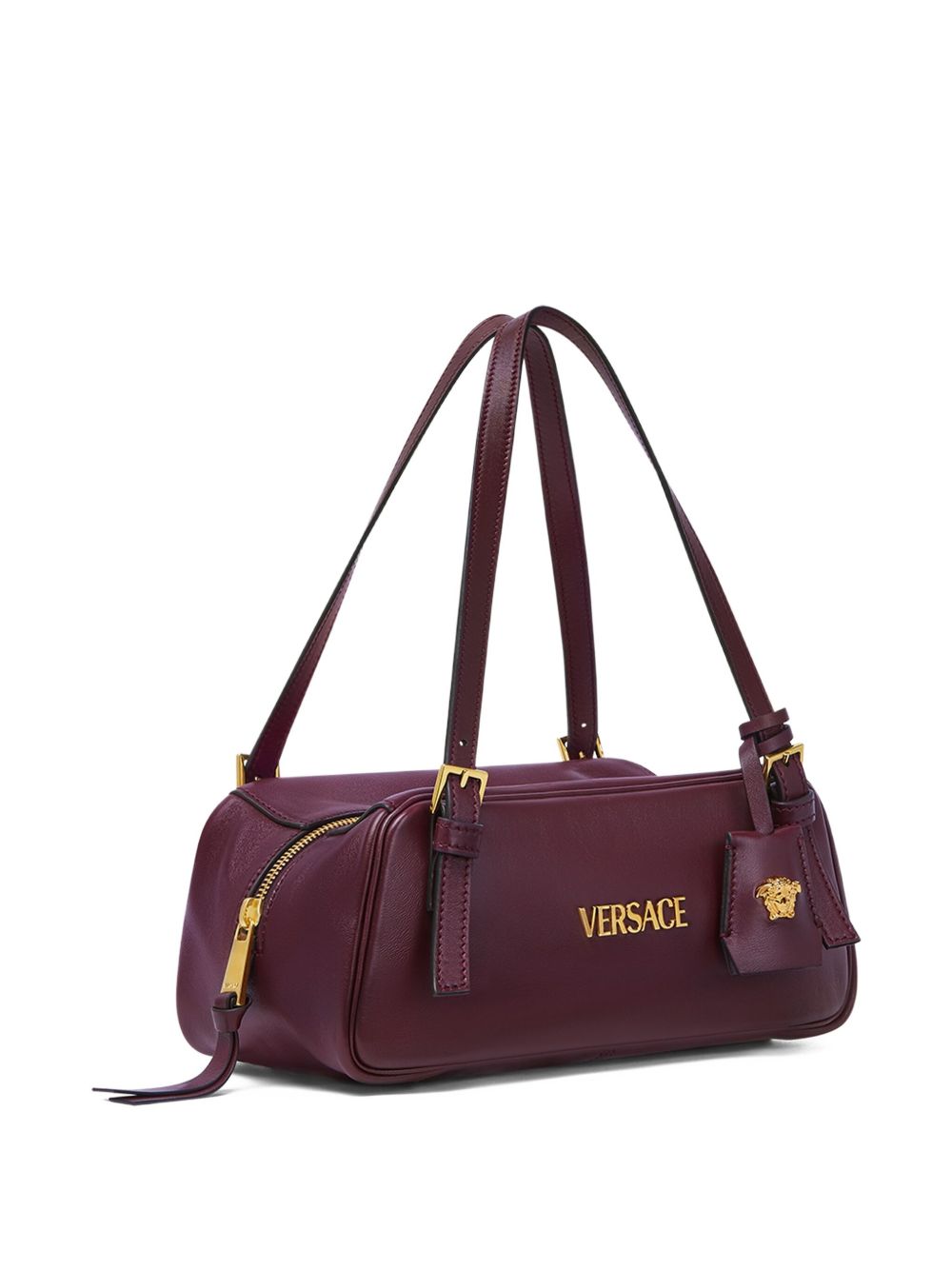 Versace Women Versace Tag Leather Bowling Bag
