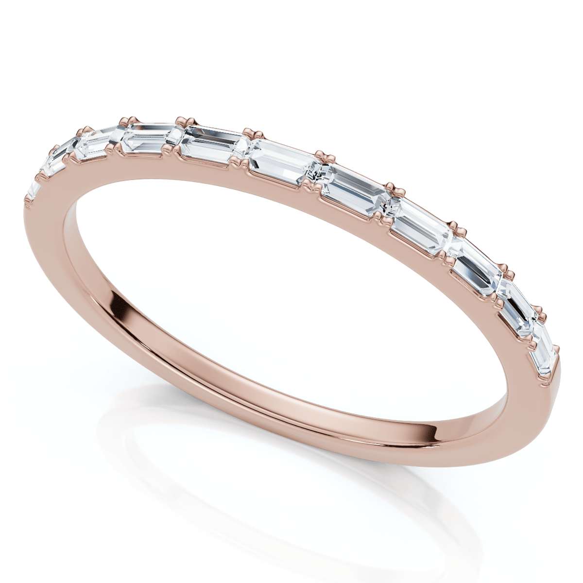 Thin Baguette Diamond Stackable Women's Wedding Ring 14k Gold Lab Grown