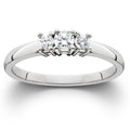 1/2ct Three Stone Diamond Ring 14K White Gold Size Selectable