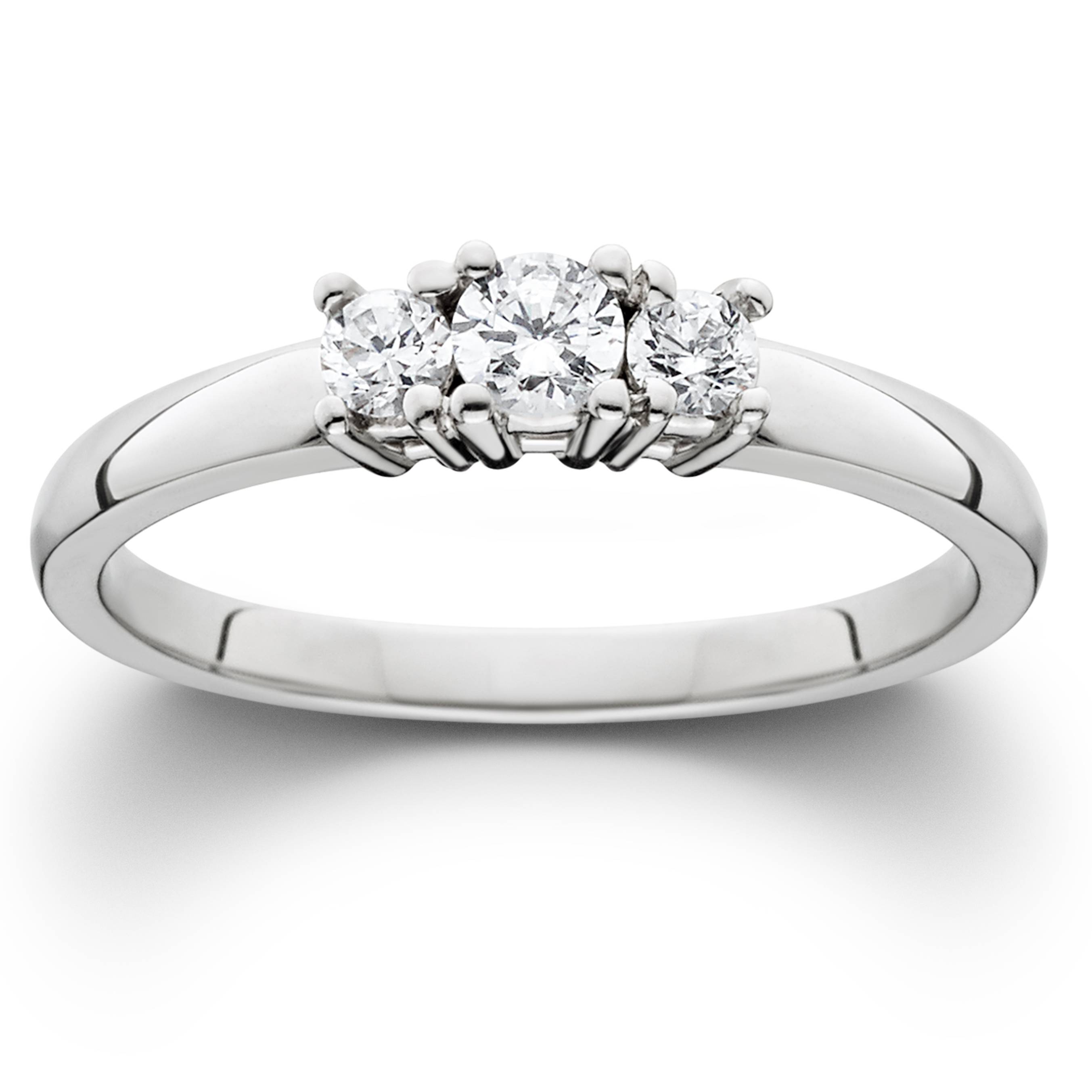 1/4ct Diamond 3-Stone Engagement Ring Three Stone Anniversary White Gold 7 7