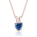 Women's 1/2ct Blue Heart Shape Sapphire Pendent Rose Gold 18" Chain Necklace