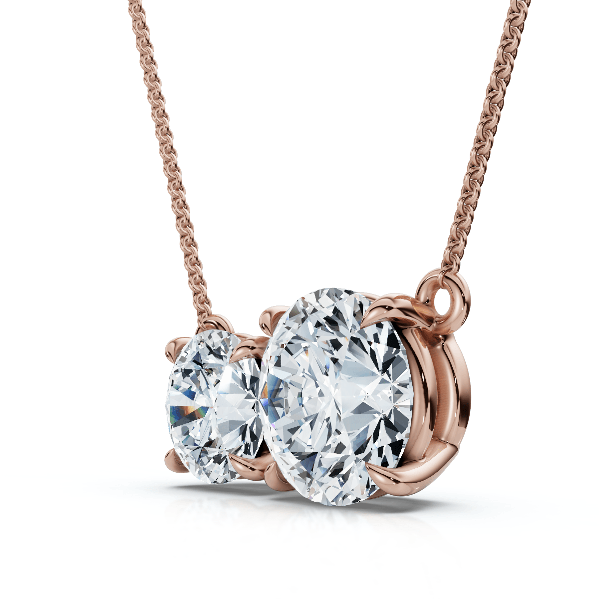 1 1/2Ct Rounds Toi et Moi Diamond Pendant 14k Gold or Pt Lab Grown Size: 1/3" Wide