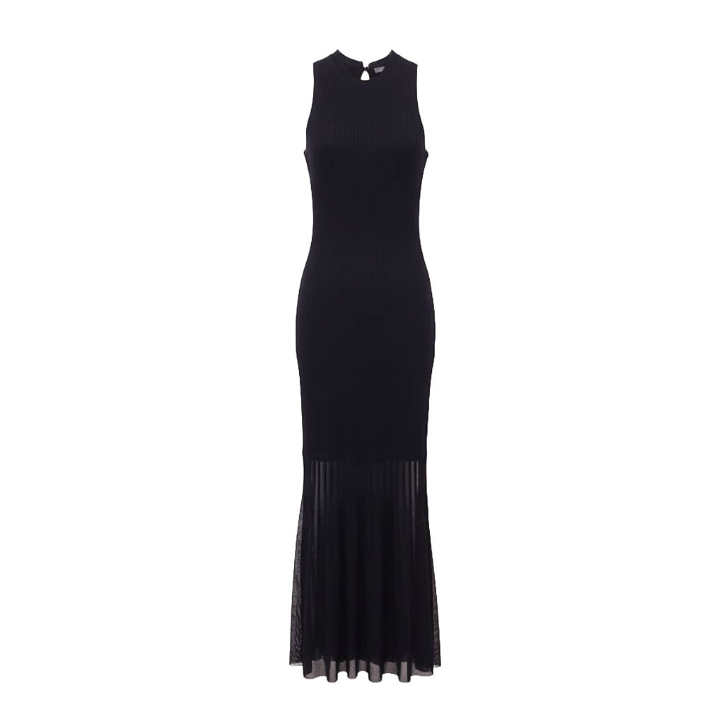 ALEXANDER MCQUEEN FITTED MAXI DRESS WITH FLARE DETAIL - SIZE S