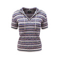 CHANEL MULTICOLOUR HOODED SHORT SLEEVE SWEATER - SIZE 34 (OVERSIZED)