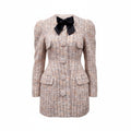 SHUSHU/TONG TWEED BLAZER DRESS WITH BOW DETAIL