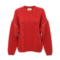 GUCCI OVERSIZED RED CABLEKNIT SWEATER WITH ZIPPER DETAIL AND LOGO - SIZE XS