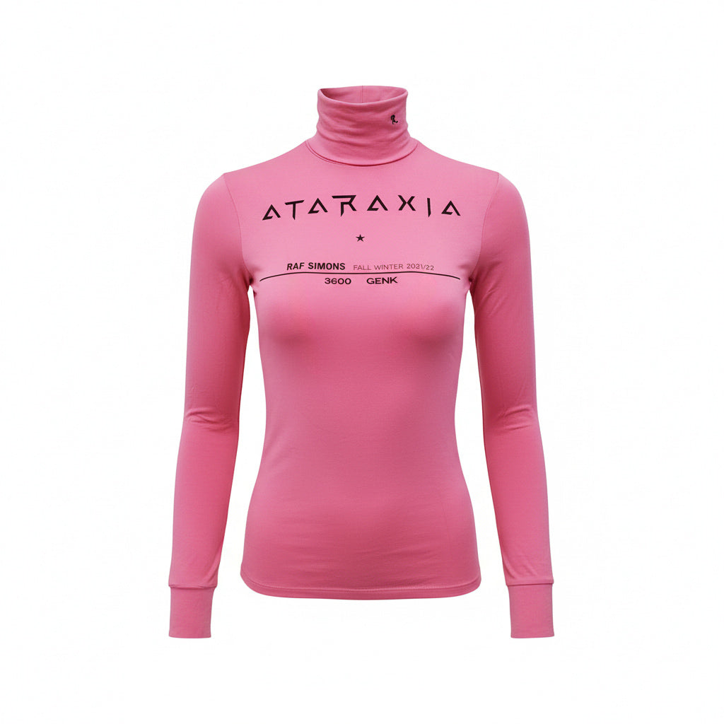 RAF SIMONS PINK LOGO TURTLENECK SHIRT - SIZE S