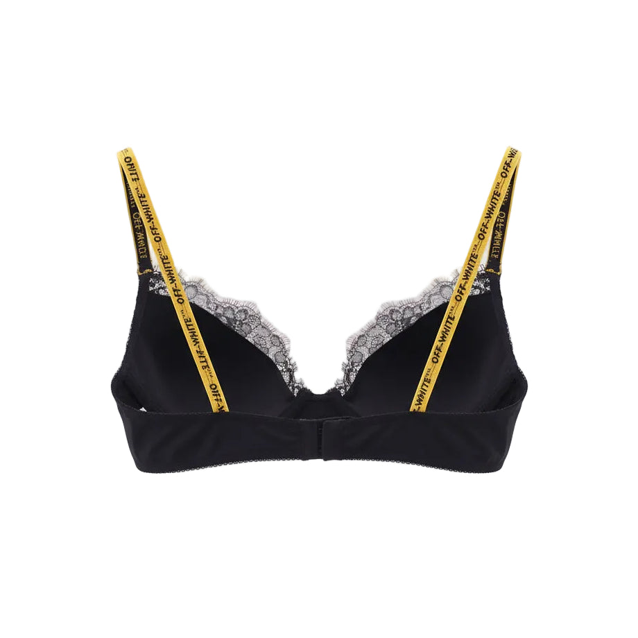 OFF-WHITE BLACK LACE LOGO BRA - SIZE 40