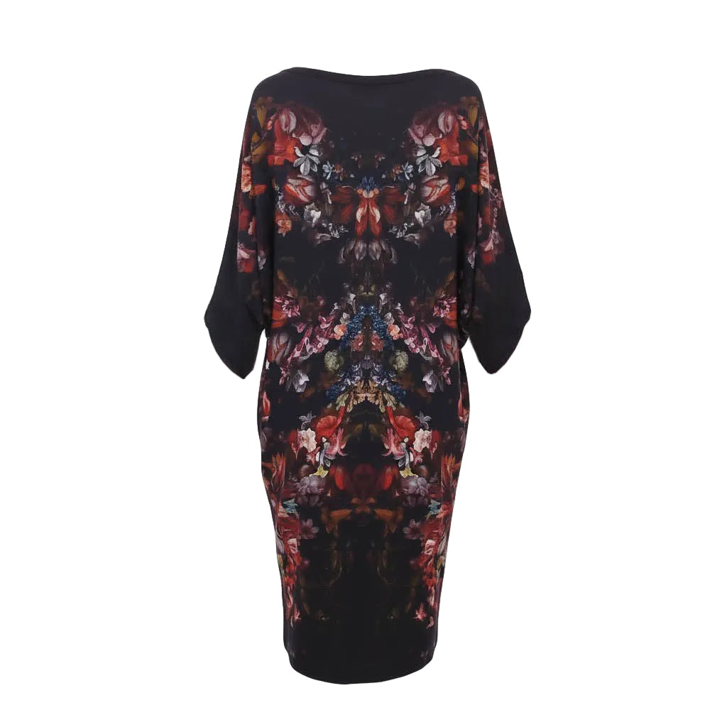 ALEXANDER MCQUEEN FLORAL PATTERNED SWEATER DRESS - SIZE M