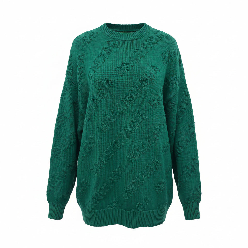 BALENCIAGA GREEN LOGO OVERSIZED SWEATER - SIZE XS UNISEX