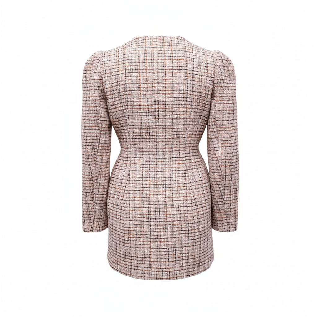 SHUSHU/TONG TWEED BLAZER DRESS WITH BOW DETAIL