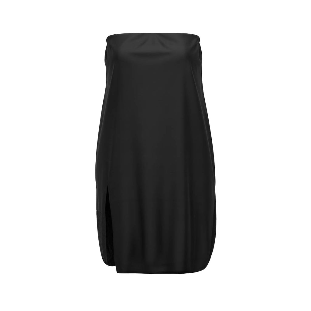 KHAITE BLACK BUBBLE SATIN STRAPLESS DRESS - SIZE 4