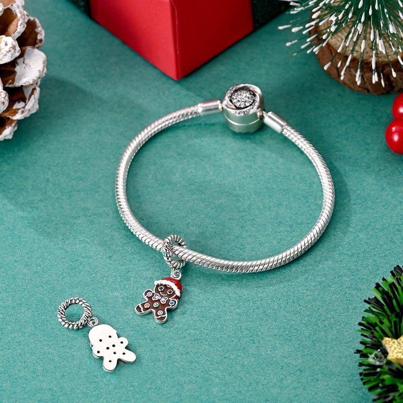 Gingerbread Man with Santa Hat Dangle Charm