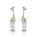 Giraffe Drop Earrings with Enamel Details
