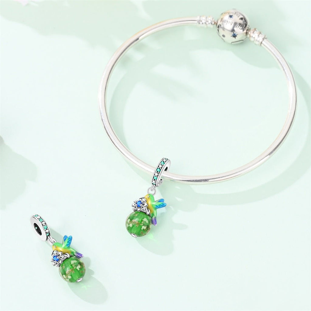 Glow in the Dark Luminous Hummingbird & Flower Dangle Charm