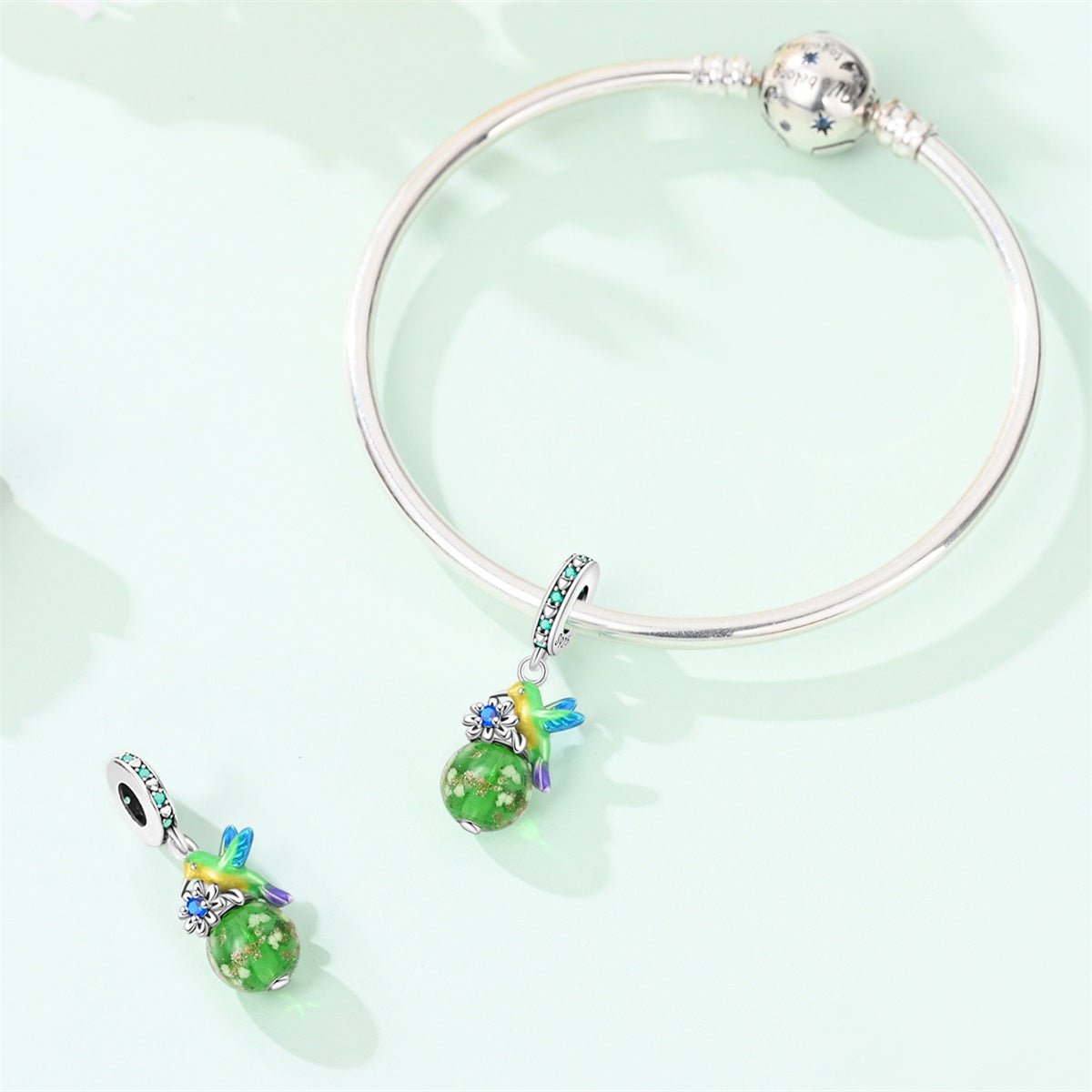 Glow in the Dark Luminous Hummingbird & Flower Dangle Charm