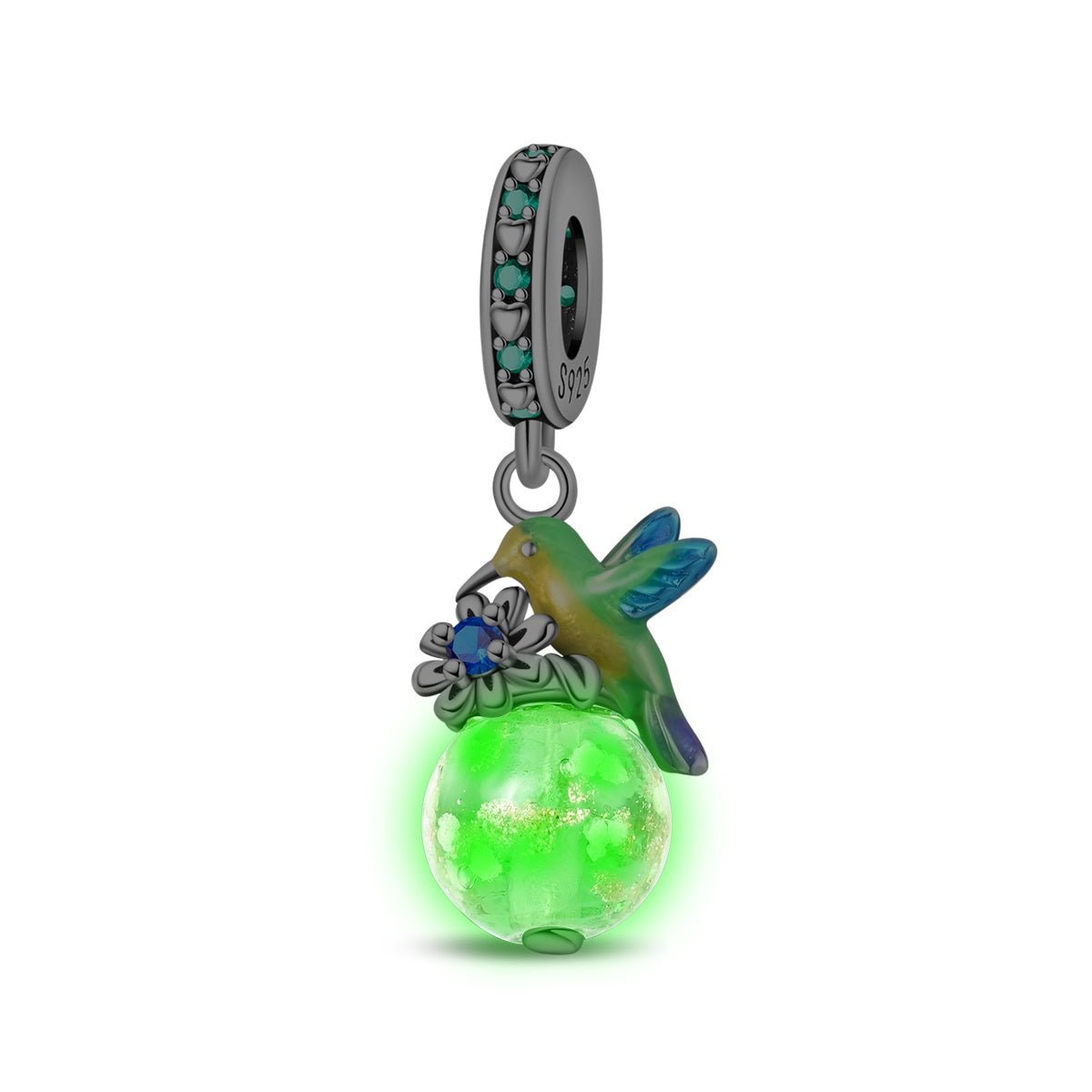 Glow in the Dark Luminous Hummingbird & Flower Dangle Charm