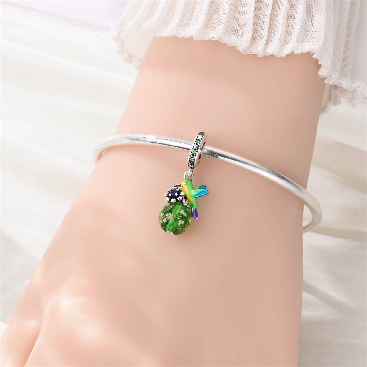 Glow in the Dark Luminous Hummingbird & Flower Dangle Charm