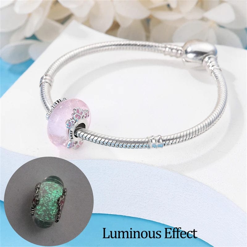 Glow in the Dark Luminous Pink Murano Charm