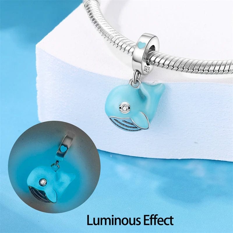 Turquoise-colored Whale Dangle Charm