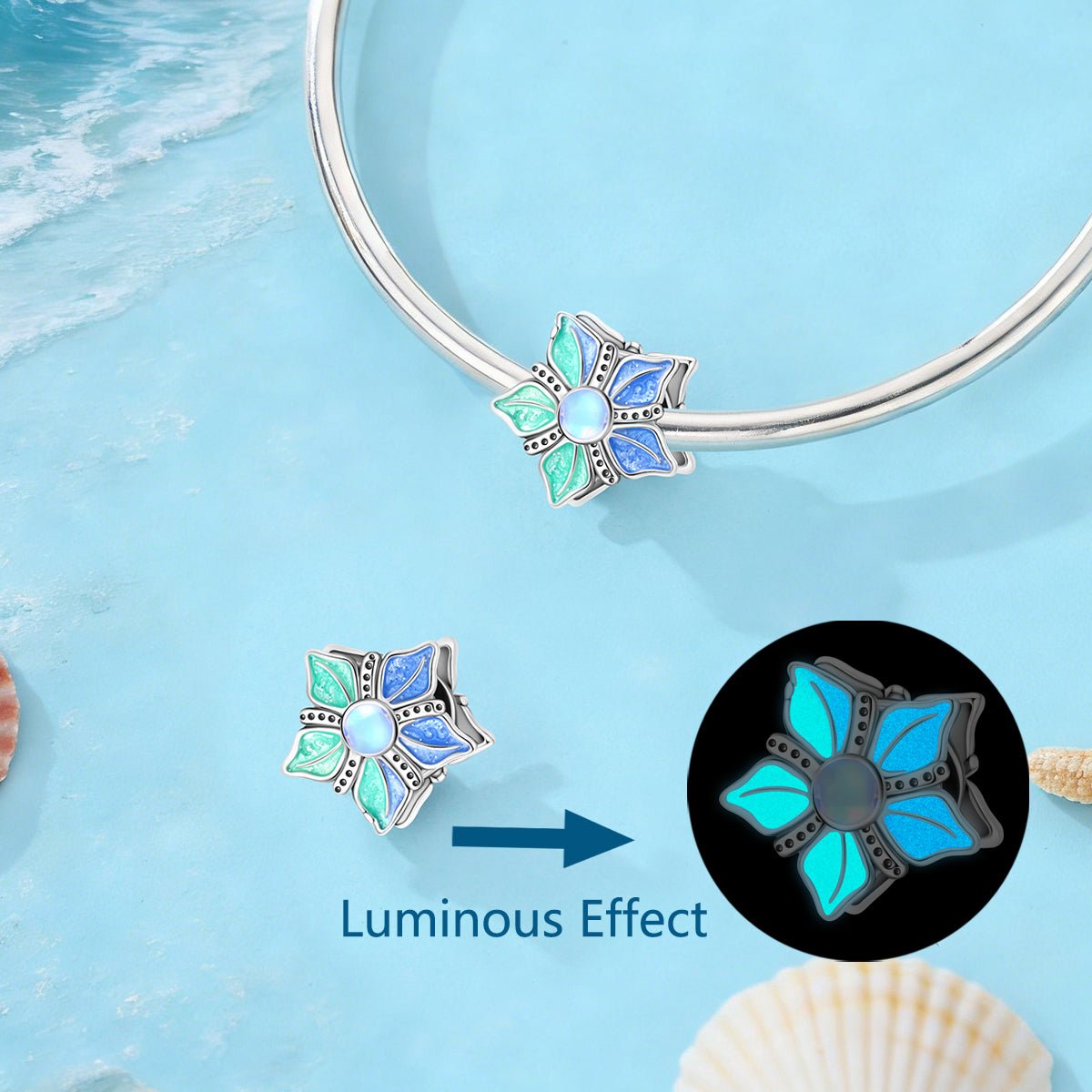 Glow-in-the-Dark Ocean Flower Charm