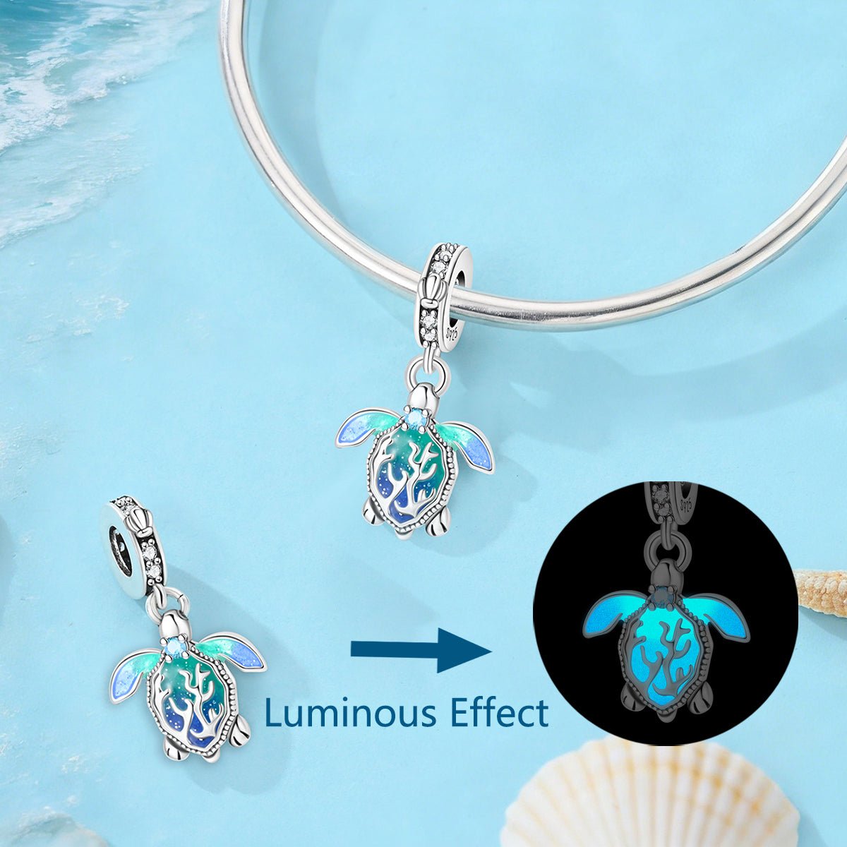Glow-in-the-Dark Sea Turtle Ocean Dangle Charm