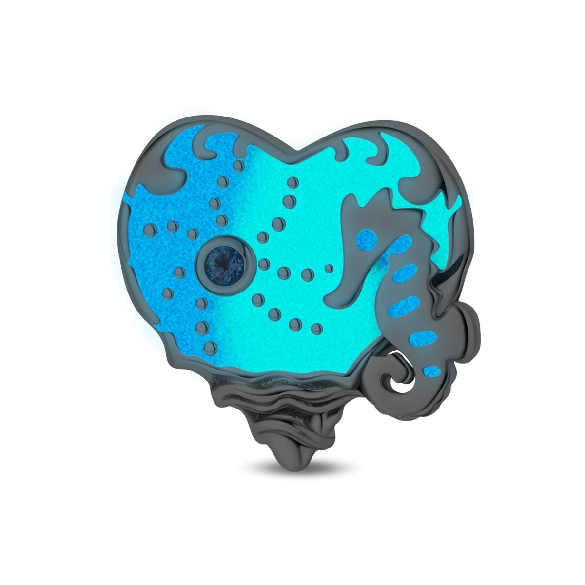 Glow-in-the-Dark Seahorse Ocean Heart Charm