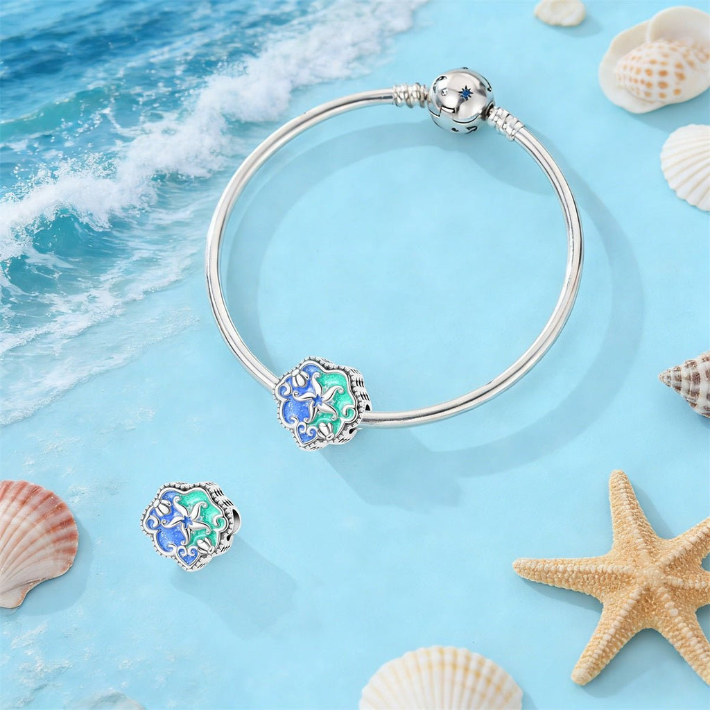 Glow-in-the-Dark Starfish Ocean Heart Charm