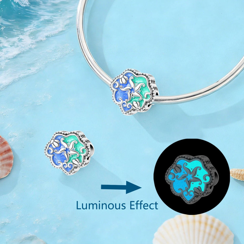 Glow-in-the-Dark Starfish Ocean Heart Charm