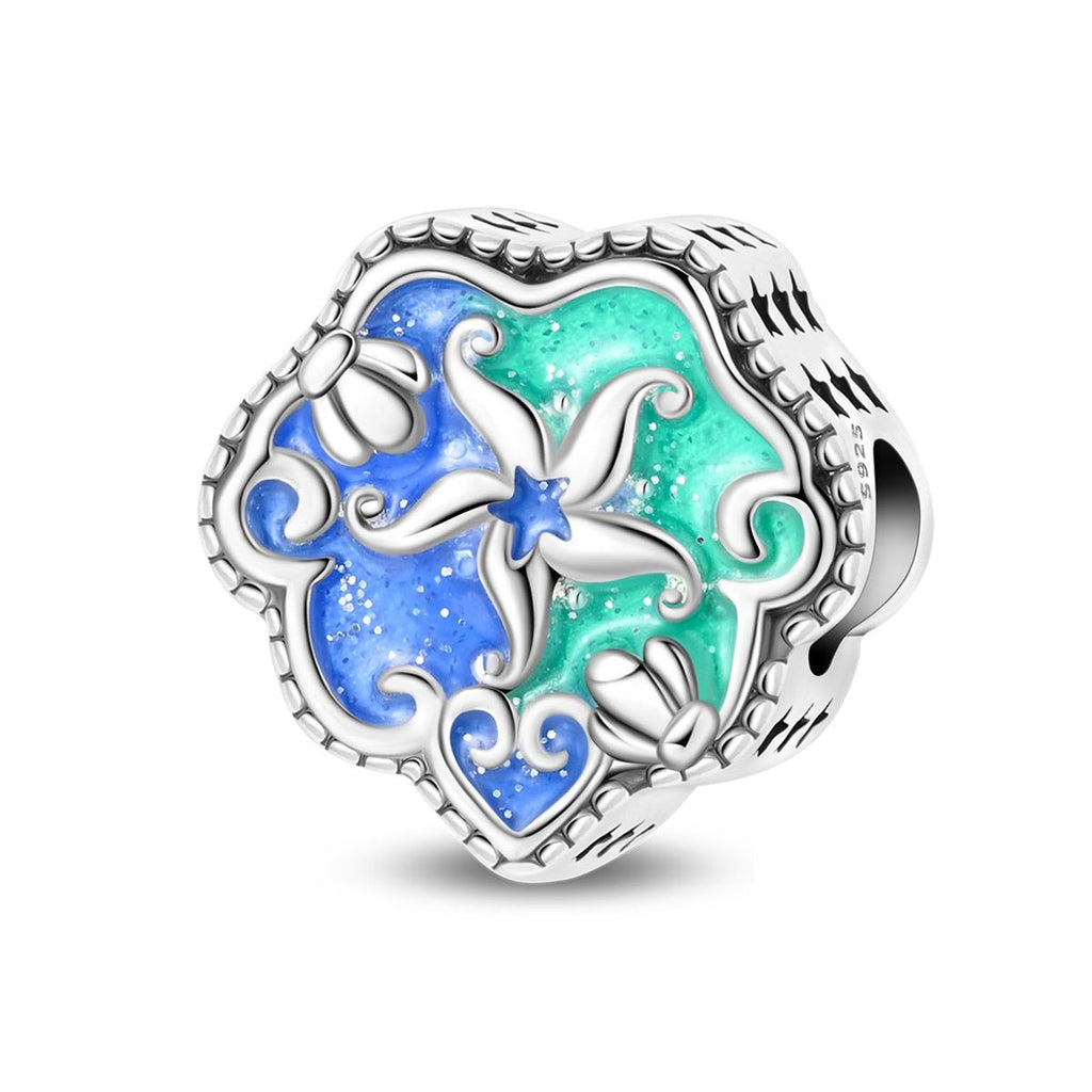 Glow-in-the-Dark Starfish Ocean Heart Charm