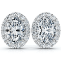 2 1/2Ct Oval Diamond 14k Gold Lab Grown Halo Earrings
