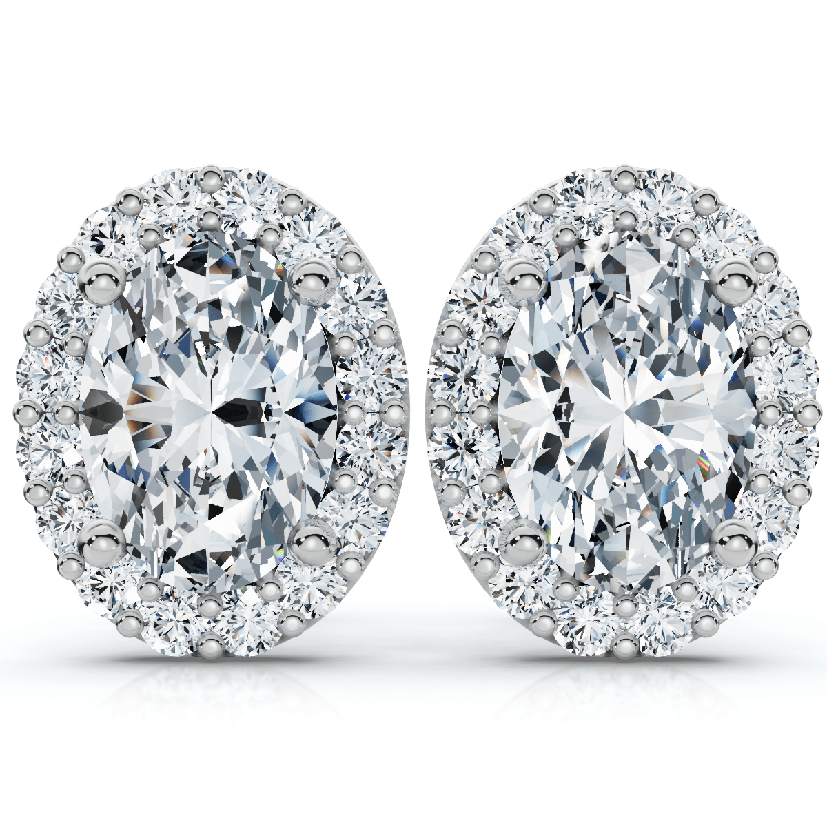 2 1/2Ct Oval Diamond 14k Gold Lab Grown Halo Earrings