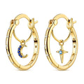 Gold Celestial Moon & Star Hoop Earrings