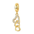 Gold Triple Linked Hearts Dangle Charm